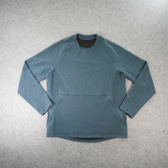 Lululemon Sweatshirt Mens Medium Blue At Ease Crew Zip Pockets Stretch Sweater - Picture 1 of 14